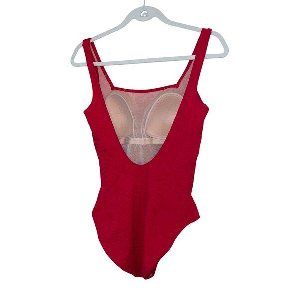 Gottex Vintage Womens Swimwsuit Size 12 Red Square Neck Scoop Back Stretch Knit - Picture 13 of 13